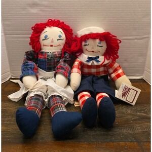 VTG Georgia Mountain Arts Folk Art Raggedy Ann Andy Doll Set Handmade NWT